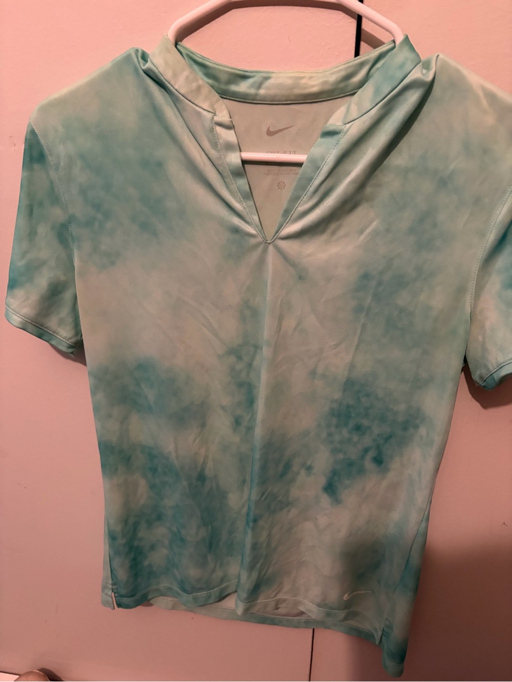 Nike Women’s Aqua Tie-Dye V-Notch Short Sleeve Tee
